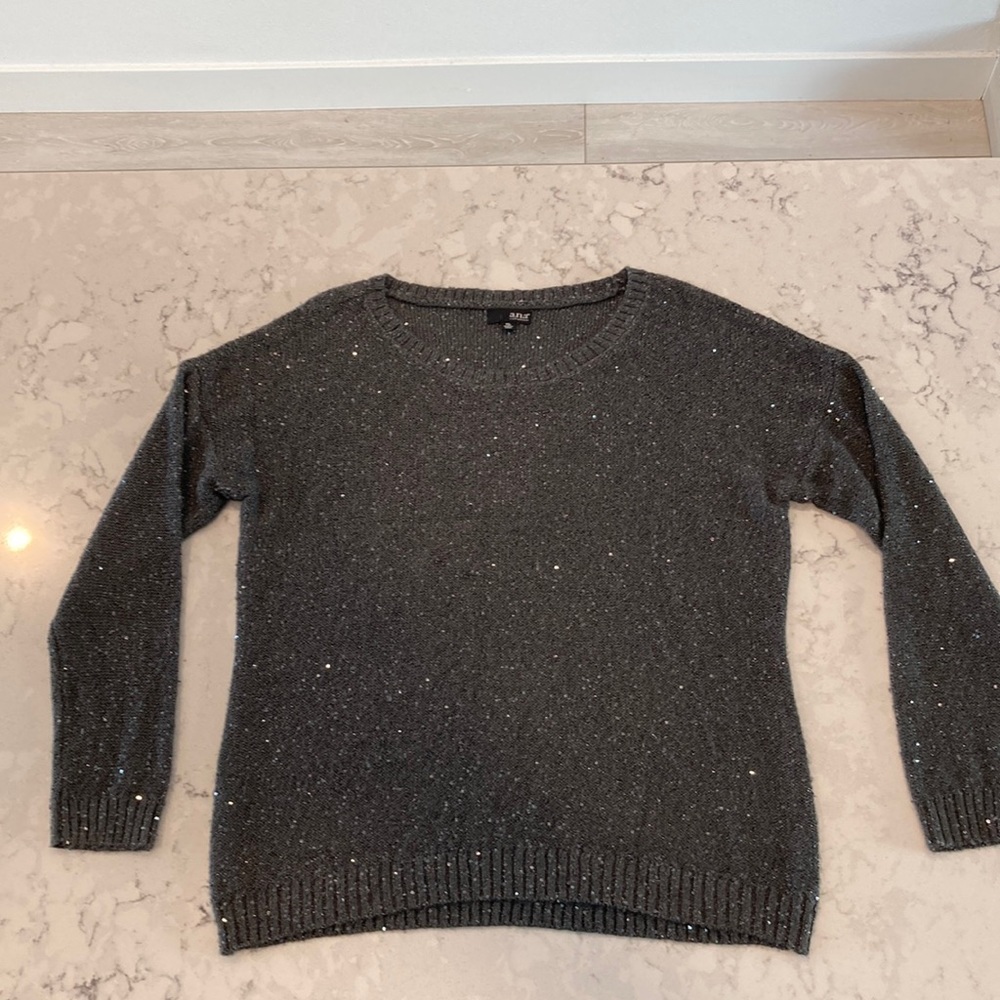 Women’s glitter party sweater Size XL, charcoal gray